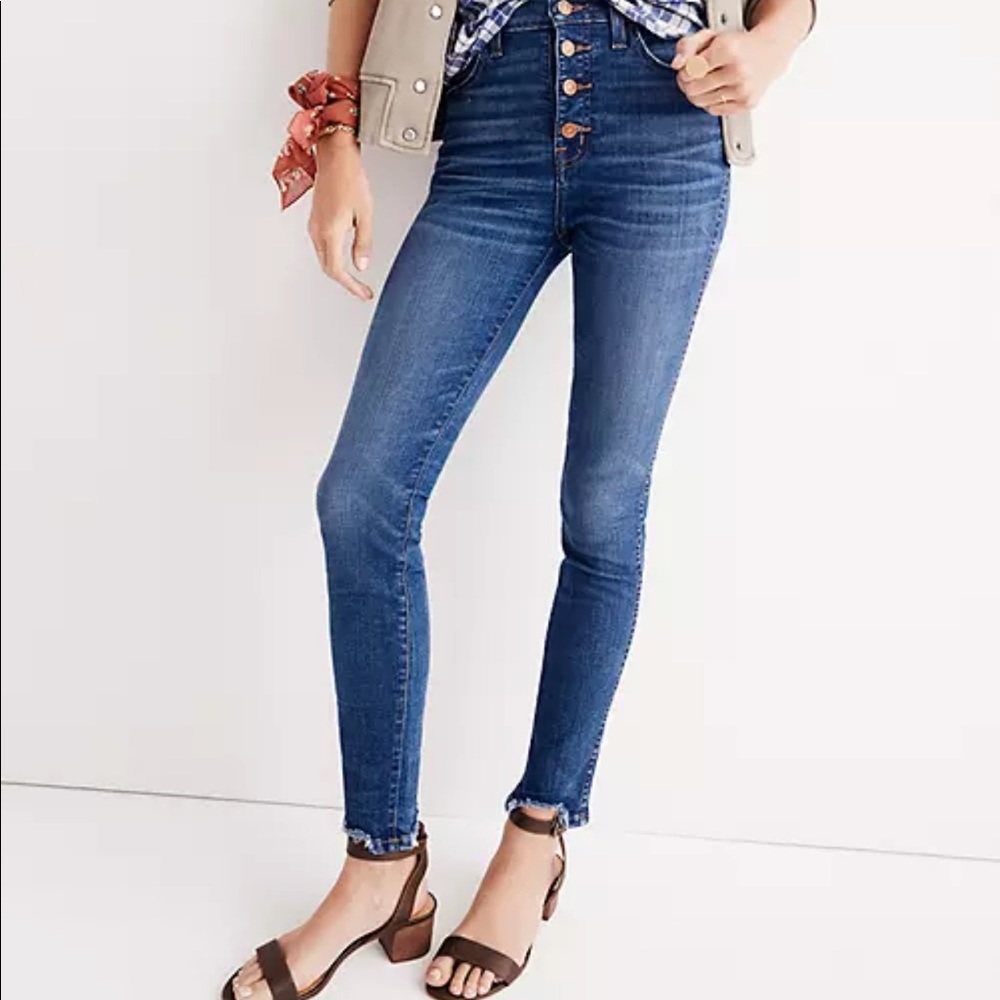Madewell 10" High-Rise Skinny Jeans: Chewed-Hem 27